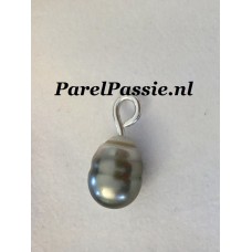 Stoere Tahiti parelhanger 11mm x 14mm grijs 925 zilver ..