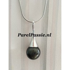 Tahiti grote parelhanger zwarte zoutwaterparel 13mm  y