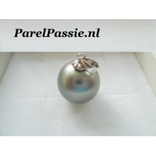 Parelhanger Tahitzoutwater witgouden grijs rond 13,3mm zoutwaterparel  y