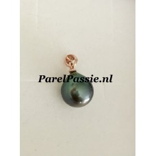 Tahiti parelhanger roodgoud of witgoud zoutwater parel 9 x 10 mm 14k goud 585 y0
