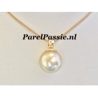 Zuidzee parelhanger met gouden parelschotel 14k goud 585 13mm x