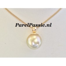 Zuidzee parelhanger met gouden parelschotel 14k goud 585 13mm  y