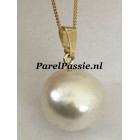 Zuidzee parel hanger zoutwater room wit 12x13mm 14k goud zonder collier ,,