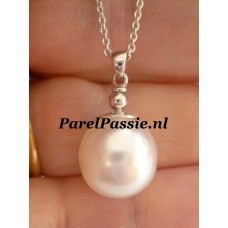 Prachtige Zuidzeeparelhanger witgoud zoutwater 12x13mm 14k  y