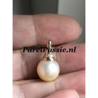 Zuidzee parelhanger 12mm gouden diamanten room witte zoutwater  ,,