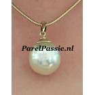 Verkocht Zuidzee parel hanger * zoutwater roomwit/ champagne 14k goud ,,