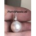Zuidzee parelhanger wit gouden diamanten zoutwater grote 13 mm 14k  y