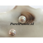 Uitverkocht Akoya * zoutwaterparel  AAA wit  7.5 - 8mm wit  roze tone half geboord 1 stuk