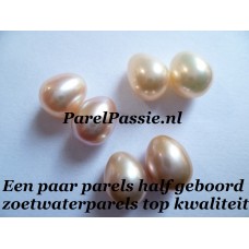 Zoetwaterparels paar 2 stuks 7,5mm 8mm lichtroze parels AAA y