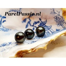 Zwarte Tahiti zoutwaterparels rond per stuk 10.5 - 10.7mm  3 te koop  y