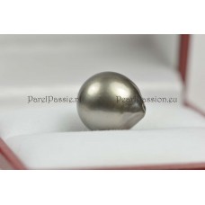 Druppel Tahiti parel groot grijs zwart zoutwater 12,3mm x 13,8 mm  y