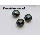 Tahiti parels rond zwart groen tint set 3 stuks 10.5 - 11mm zoutwater ParelPassie.nl 10 jaar aanbieding ,,