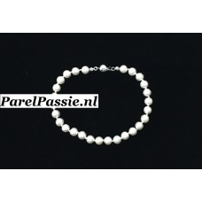 Parelarmband imitatie faux parels 6mm 20cm zilver bolslot y