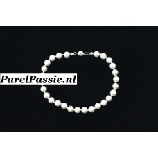 Parelarmband imitatie parels 6mm 20cm zilver bolslot ..