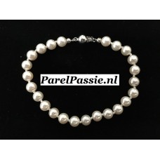 Parelarmband imitatie parels 6mm 19cm zilver bolslot  y
