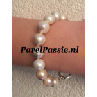 Parelarmband grote zoetwaterparels 12- 13mm 20cm roomwitte Edison  y