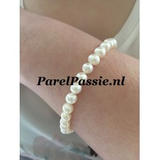 Verkocht Parelarmband * zoetwater wit 6,5- 7mm gave kwaliteit zilver slot 20 cm - 21cm y