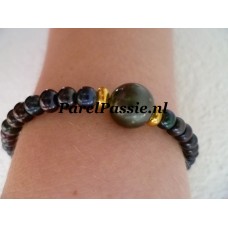 Tahiti parel met zwarte armband zoutwaterparel ca 11mm  y