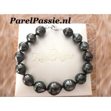 Tahiti parelarmband witgouden slot zwarte pauw 8mm -10mm y.