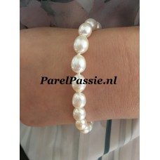 Parelarmband magneetslot zilver witte zoetwaterparels op gewenste maat  y