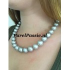 Grijs parelcollier groot ca. 11-13mm zoetwater echte cultive parels 46cm  y