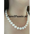 Zoetwaterparels groot rond ketting snoer 11mm JKa slot 45 cm  y