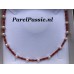 Bloedkoralen en parels collier AAA witte zoetwater zilveren slot max. 50 cm maatwerk  y
