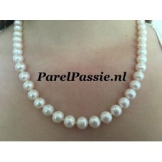 Parelcollier zilveren magneetslot ronde zoetwaterparels 9mm AA lengt 45cm 50cm 60 cm mogelijk maatservice y