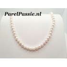 Parelcollier prachtige witte 6mm parels met bolslot zilver 50cm  y