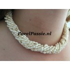 Parelketting 5 colliers in 1 met 70 gouden14 karaats balletjes 42 50 90 cm ..