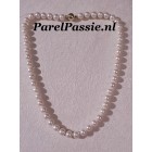 Parelcollier mooie witte parels AA - AAA 8 mm- 9mm gouden 10mm slot 14k 50cm maatservice mogelijk y