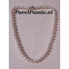 Parelcollier mooie witte parels AA - AAA 8-9mm gouden 10mm slot 14k 50cm maatservice mogelijk