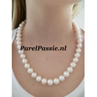 Parelcollier *14k slotje  ronde witte grote zoetwaterparels 11mm - 12mm 50 cm ..