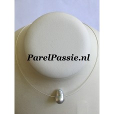 Zuidzee parel barok zoutwater grijs fijn collier met zilver bajonetslot maatcollier  y