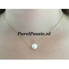 Zuidzeeparel rond 11.5mm gouden collier 14k 585 38cm strak modern x