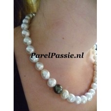 Zoutwater parelcollier Zuidzee parels 9mm - 12mm Tahiti parel ketting witgoud 14k  y-