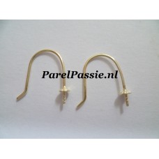  Gouden oorhaken voor pareloorbellen maken pin kap 3mm 14k ..