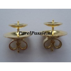 Gouden oorstekers voor grote parels JKa 14k 585 parelschotel 7mm en 11mm achter ..