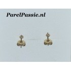 Gouden oorstekers 14k 585 3mm schotel voor kleine parels