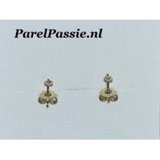 Gouden oorstekers 14k 585 3mm schotel voor kleine parels gratis montage ..
