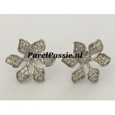 Oorstekers zilver fijn 925 bloem kap groot parels los kopen of leveren