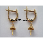 Gouden oorbellen voor parels met kliksluiting 14k 585