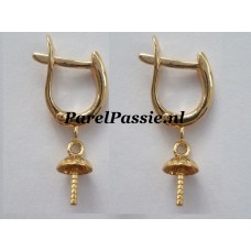 Gouden oorbellen voor parels met kliksluiting 14k 585 x