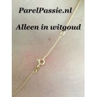 Witgouden collier anker schakel 14k  ca. 42 - 45cm verstelbaar zeer fijn  y