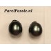 Tahiti parels zwarte zeer groot 14mm x 15mm druppel barok top zoutwater oorbellen goud 14k  y0