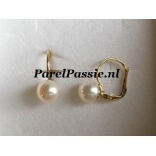 Verkocht Gouden * pareloorbellen cultivé gekweekte AAA parels 7mm brisuren 14k  y