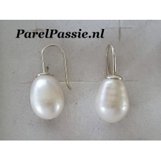 Parel hangoorbellen zoetwater grote witte ca. 11x15mm y