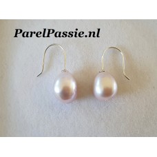 Parel oorhangers roze zoetwaterparels ca 10mm x 12mm, zilver 925  y