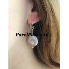 Pareloorbellen ca. 7 x 20 mm grote zoetwaterparels, zilver 925 verwisselbaar y