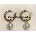 Gouden * pareloorbellen cultivé 9mm ronde parels met creolen 14k 585  y